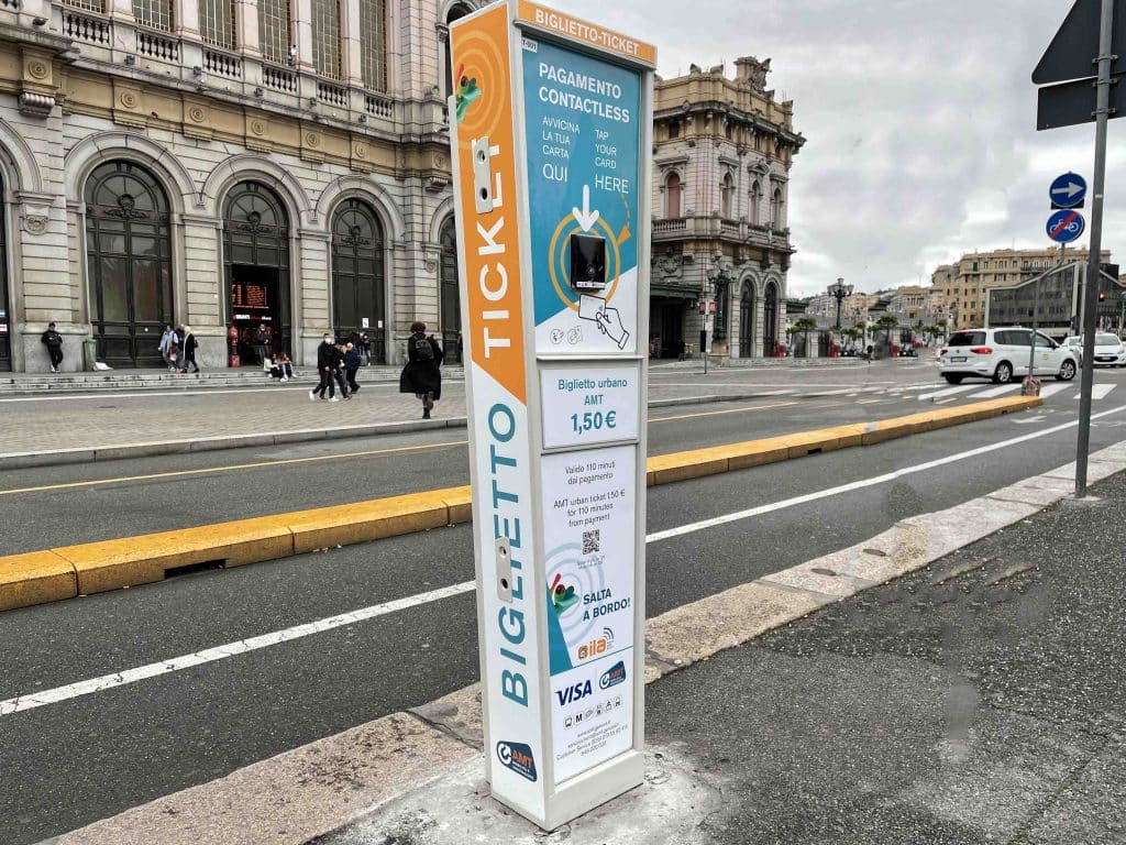 Smart totem at bus stop-Genoa