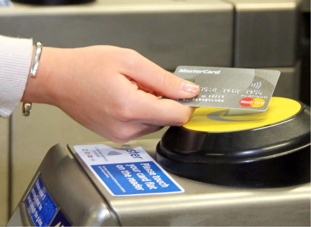 Mastercard branded card at TfL terminal